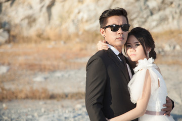 Couple standing outdoors