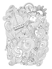 Nautical pattern. Adult coloring page