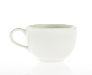 close up perfect white coffee cup on white background