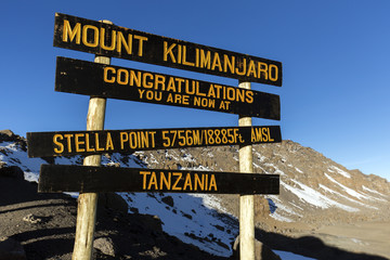 Stella Point on Mount Kilimanjaro in Tanzania, Africa