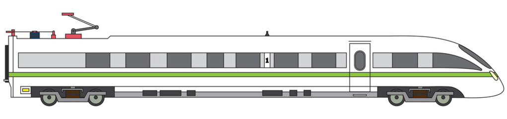 Detailed linear high-speed train on a white background. vector express railway illustration - 94319195