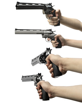 Collection of man hand holding gun