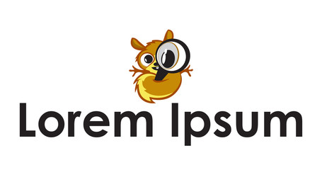 Cute and fluffy animal holding a magnifying glass