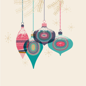 Vintage Christmas baubles, eps10 vector