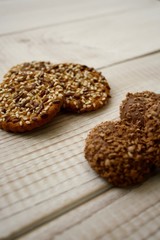 Cookies with sesame seeds, cookie crumbs