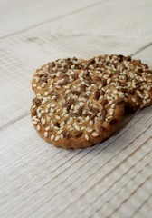Cookies with sesame seeds, cookie crumbs