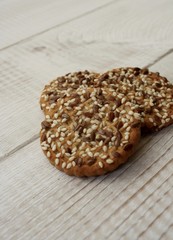 Cookies with sesame seeds, cookie crumbs