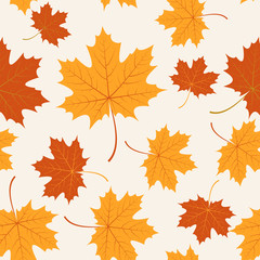 Vector seamless with autumn maple leaves 