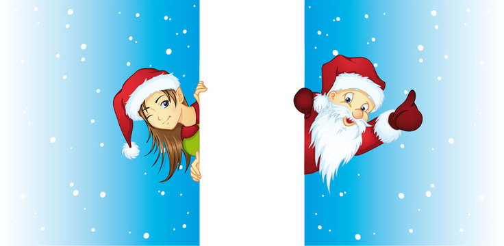 Weihnachtselfe und Santa Claus 