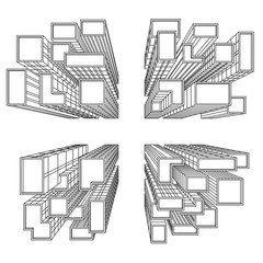 Big city with skyscrapers bird's eye view
