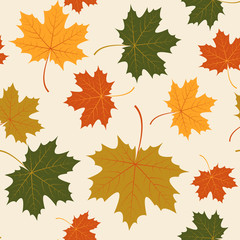 Vector seamless with autumn maple leaves 