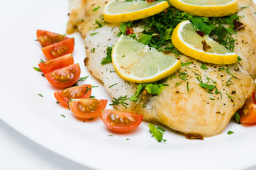 grilled fish with vegetables and cream sauce