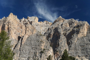 Deep blue sky over italian mountains