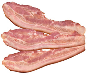 Pork Belly Bacon Rashers Isolated on White Background
