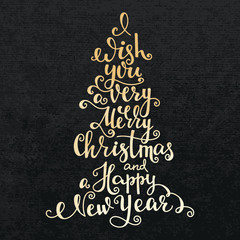 Merry Christmas Happy New Year lettering