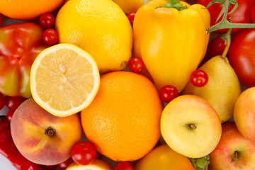 Colourful, juicy, tasty, healthy  fruit and vegetables background