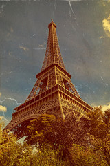 Vintage Paris postcard with Eiffel Tower