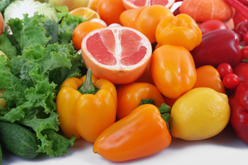 Colourful composition of fruit and vegetable, close up