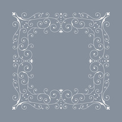 Elegant luxury floral frame. Square design template. Monogram identity, business sign, logo design. Lineart vector illustration.