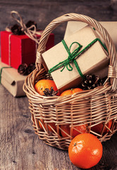 Fototapeta na wymiar Christmas decoration with gifts