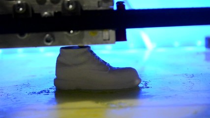 creation on the 3D printer in the shape of a shoe
