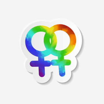 Gender identity icon. Lesbian symbol. Sticker with watercolor effect. Vector illustration.