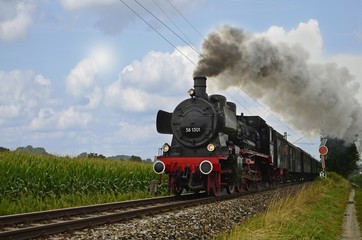 Fototapeta na wymiar Dampfzug auf der Ammerseebahn