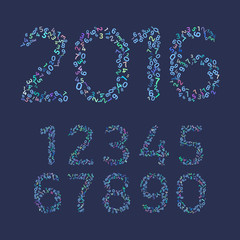 Set of multicolored numbers of math elements.