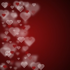 White and red bokeh hearts