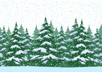 Seamless Christmas Forest Landscape