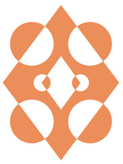 A diamond symbol with circles against a white background