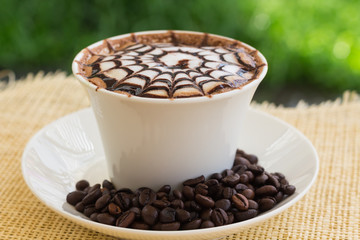 Mocha coffee in garden