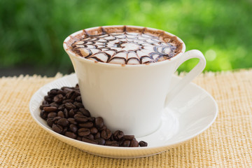 Mocha coffee in garden