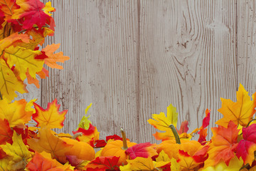 Naklejka na ściany i meble Autumn Leaves and Pumpkins Background