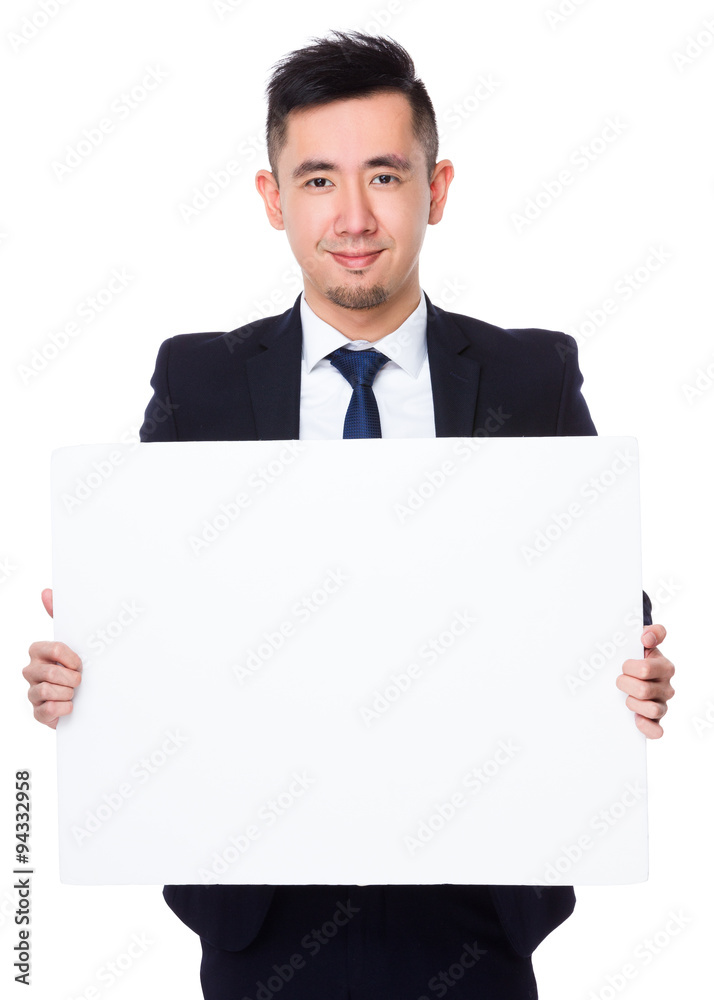 Canvas Prints businessman show with the white banner