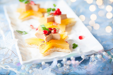 Foie gras on star-shaped toasts