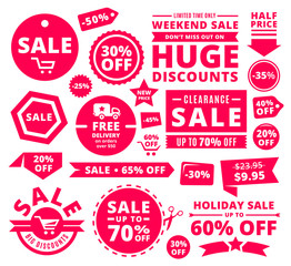 Modern Discount Sale Tags, Badges And Ribbons