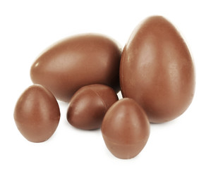 Chocolate Easter eggs isolated on white