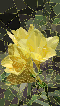Vector illustration of flower yellow iris.