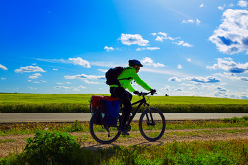 Biker on The Way of Saint James biking in Palencia