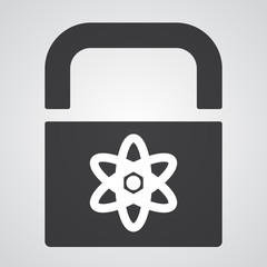 White Nuclear icon on black pad lock