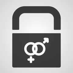 White Gender icon on black pad lock