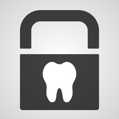 White Tooth icon on black pad lock