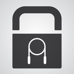 White Skipping Rope icon on black pad lock