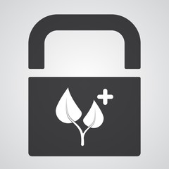 White Medical Herbs icon on black pad lock