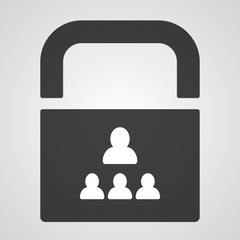 White Organization icon on black pad lock