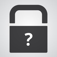 White Question Mark icon on black pad lock