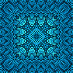 bandanna with geometric elements in blue tones, vector illustration