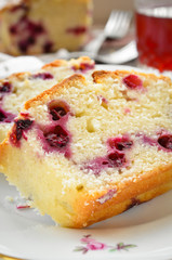 blackcurrant cake and red berries drink