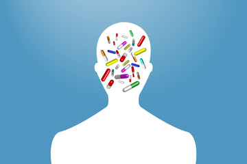 The head of the man is full of drugs